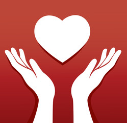 hands pray and heart icon vector