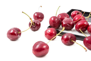 Cherries isolated on white background