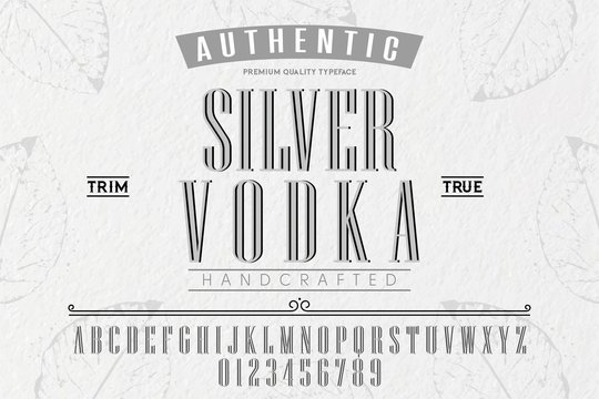 Font.Alphabet.Script.Typeface.Label.Silver Vodka typeface.For labels and different type designs