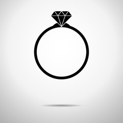 Luxury Diamond Engagement Ring Silhouette Isolated