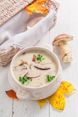 Enjoy your mushroom soup with mushrooms and parsley
