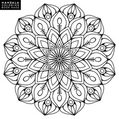 Flower Mandala. Vintage decorative elements. Oriental pattern, vector illustration. Islam, Arabic, Indian, moroccan,spain, turkish, pakistan, chinese, mystic, ottoman motifs. Coloring book page