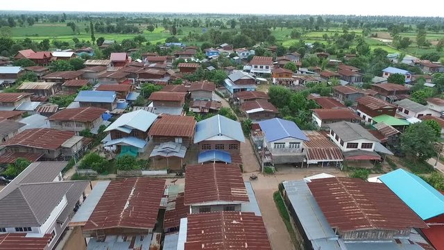 aerial view of home village in mahasarakham thailand