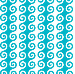 Vertical blue spiral wave pattern. Seamless vector pattern for print.