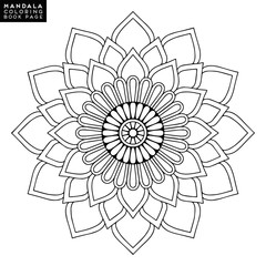 Flower Mandala. Vintage decorative elements. Oriental pattern, vector illustration. Islam, Arabic, Indian, moroccan,spain, turkish, pakistan, chinese, mystic, ottoman motifs. Coloring book page