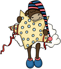 Cute sheep sleeping with star
