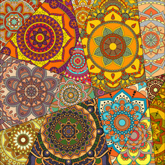 pattern with mandalas. Vintage decorative elements. Hand drawn background. Islam, Arabic, Indian, ottoman motifs. - 163885941