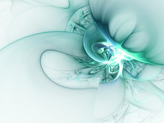 Light green fractal curves, digital artwork for creative graphic