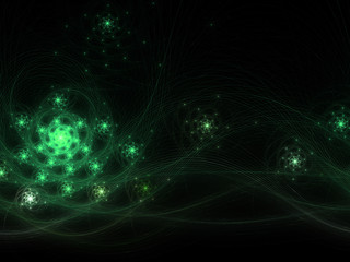 Dark fractal curves with stars, digital artwork for creative gra