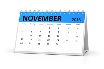 german language table calendar 2018 november