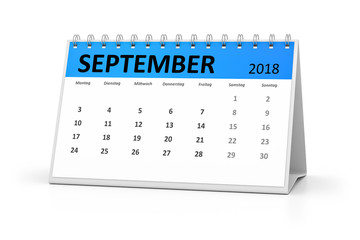 german language table calendar 2018 september