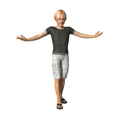 3D Rendering Teenager Boy on White