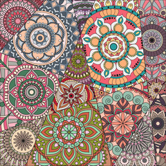 pattern with mandalas. Vintage decorative elements. Hand drawn background. Islam, Arabic, Indian, ottoman motifs.