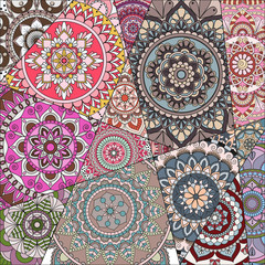 pattern with mandalas. Vintage decorative elements. Hand drawn background. Islam, Arabic, Indian, ottoman motifs.