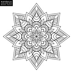 Flower Mandala. Vintage decorative elements. Oriental pattern, vector illustration. Islam, Arabic, Indian, moroccan,spain, turkish, pakistan, chinese, mystic, ottoman motifs. Coloring book page