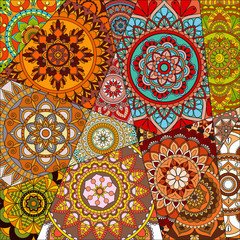 pattern with mandalas. Vintage decorative elements. Hand drawn background. Islam, Arabic, Indian, ottoman motifs.