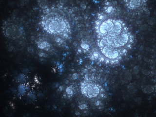 Dark blue fractal clouds, digital artwork for creative graphic design