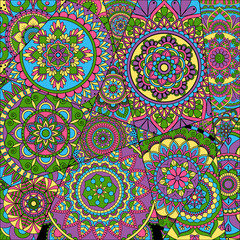 pattern with mandalas. Vintage decorative elements. Hand drawn background. Islam, Arabic, Indian, ottoman motifs.