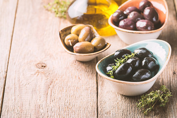 bowls with different kind of olives