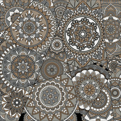 pattern with mandalas. Vintage decorative elements. Hand drawn background. Islam, Arabic, Indian, ottoman motifs.