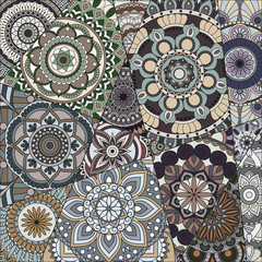 pattern with mandalas. Vintage decorative elements. Hand drawn background. Islam, Arabic, Indian, ottoman motifs.