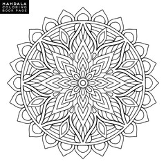 Fototapeta premium Flower Mandala. Vintage decorative elements. Oriental pattern, vector illustration. Islam, Arabic, Indian, moroccan,spain, turkish, pakistan, chinese, mystic, ottoman motifs. Coloring book page