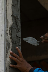 Plasterer With great determination and determination.