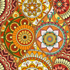 pattern with mandalas. Vintage decorative elements. Hand drawn background. Islam, Arabic, Indian, ottoman motifs.