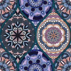 pattern with mandalas. Vintage decorative elements. Hand drawn background. Islam, Arabic, Indian, ottoman motifs.