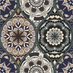 pattern with mandalas. Vintage decorative elements. Hand drawn background. Islam, Arabic, Indian, ottoman motifs.