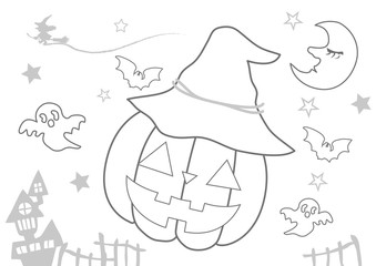 ハロウィンぬりえ