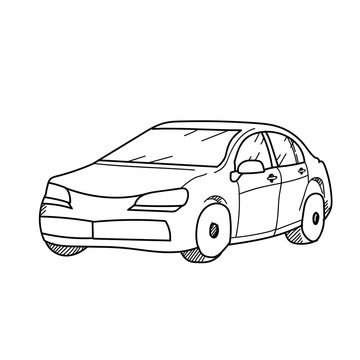Car freehand drawing illustration on white background