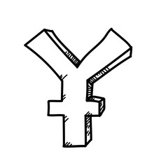 Yen currency for exchanging freehand drawing illustration