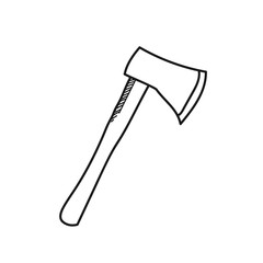 Wooden axe on a white background. Color line art. illustration