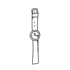 Digital watch illustration on a white background.Black and white color line art