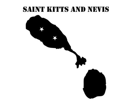 Symbol of Isle of  Saint Kitts and Nevis and map