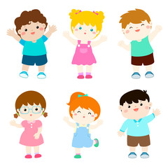 Happy kids variety nationality cartoon vector.