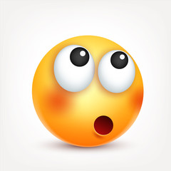 Smiley,emoticon. Yellow face with emotions. Facial expression. 3d realistic emoji. Sad,happy,angry faces.Funny cartoon character.Mood. Web icon. Vector illustration.