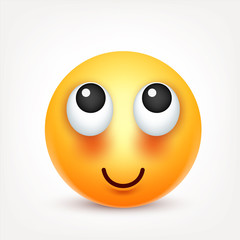 Smiley,emoticon. Yellow face with emotions. Facial expression. 3d realistic emoji. Sad,happy,angry faces.Funny cartoon character.Mood. Web icon. Vector illustration.