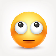 Smiley,emoticon. Yellow face with emotions. Facial expression. 3d realistic emoji. Sad,happy,angry faces.Funny cartoon character.Mood. Web icon. Vector illustration.