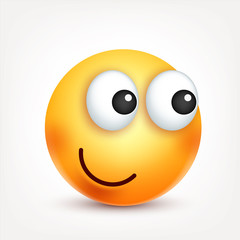 Smiley,emoticon. Yellow face with emotions. Facial expression. 3d realistic emoji. Sad,happy,angry faces.Funny cartoon character.Mood. Web icon. Vector illustration.