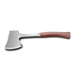 Hunting or tourist hatchet isolated on white. 3D illustration, clipping path