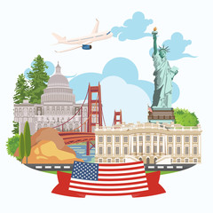 Welcome to USA. United States of America poster. Vector illustration about travel - 163893386
