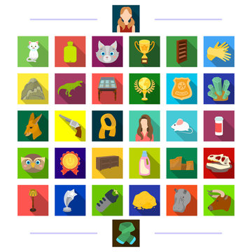 , nature, business, sport and other web icon in flat style. achievements, hairdresser, tourism, icons in set collection.