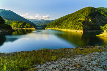 Fototapeta na wymiar Beautiful scenery with Lake Voina, Romania on a summer day