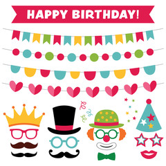 Birthday party photo booth props and decoration