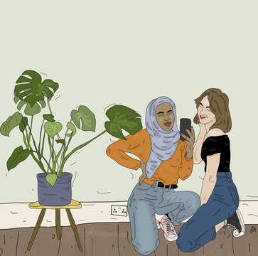 Illustration of two women
