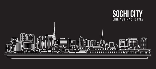 Cityscape Building Line art Vector Illustration design - Sochi city