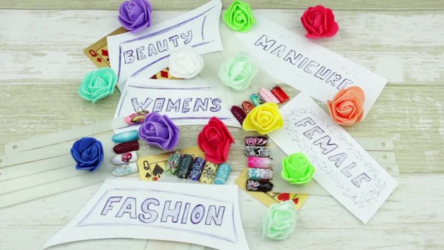 Decorative flowers, cards and nails templates