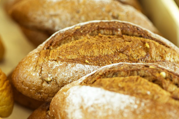 Bread loaf, bread, french baguette.